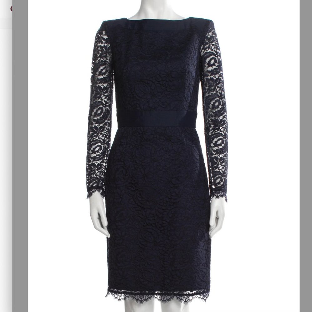 Wedding Guest Dress - Long Sleeve - Lace Silk Italian 40